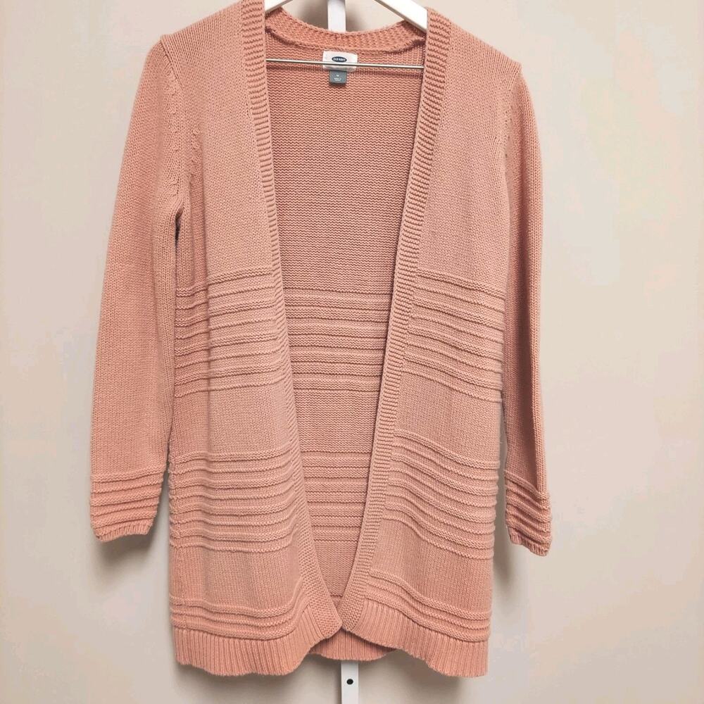 Old Navy Pink Longline Duster Cardigan M Cozy Open Front Minimal‎